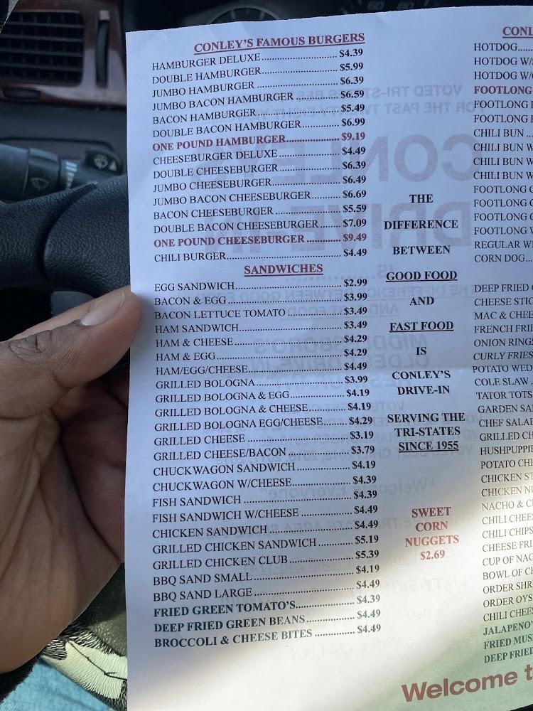 Conley's Drive-In Restaurant Menu image 1