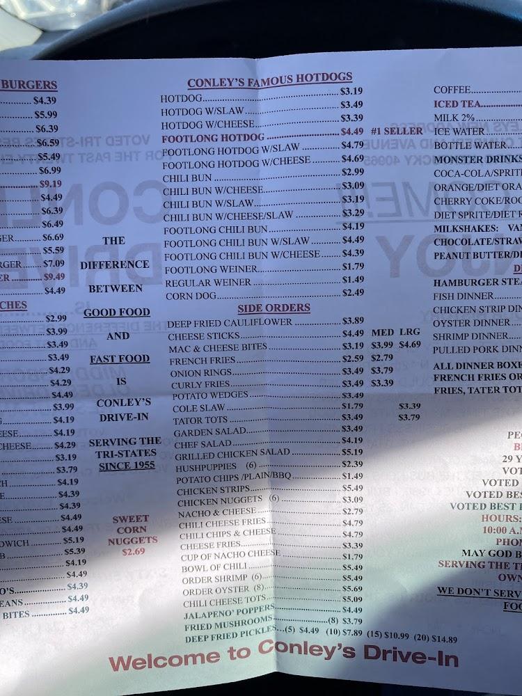 Conley's Drive-In Restaurant Menu image 2