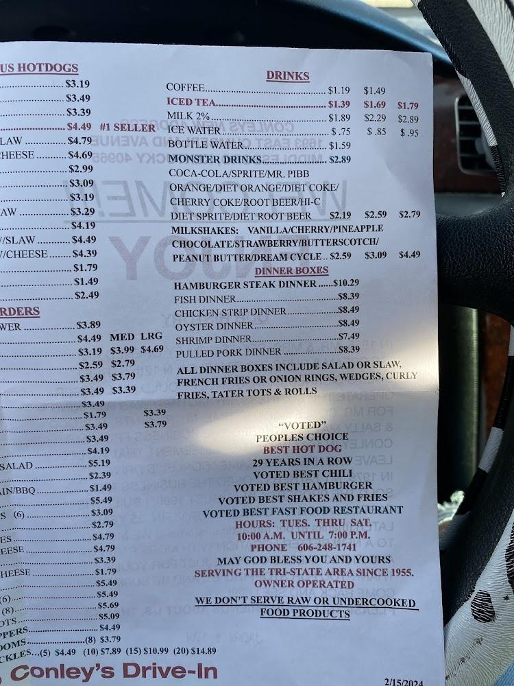Conley's Drive-In Restaurant Menu image 3